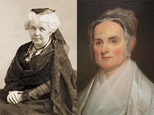 Elizbeth Cady Stanton (November 12, 1815 - October 26, 1902) and Lucretia Coffin Mott (January 3, 1793 - November 11, 1880) elizabeth stanton and lucretia mott