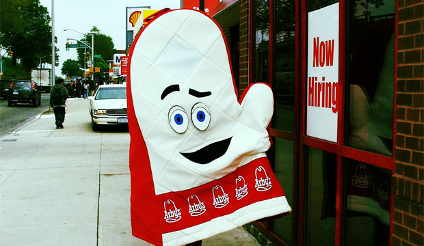 The former mascot of Arby's - Oven Mitt the arbys oven mitt