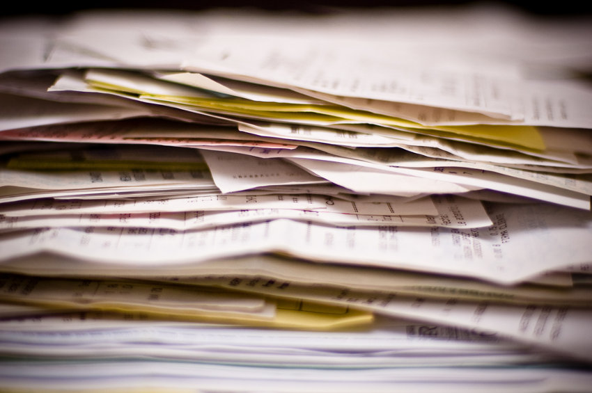 Stack of overdue invoices