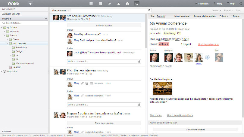 Activity stream in Wrike