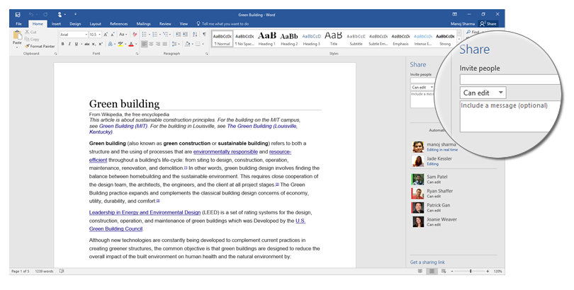 Office 2016 introduces share button