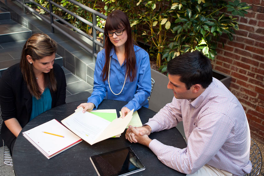 Business team members teamworking and collaborating