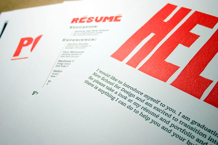 Resume in a portfolio mailer