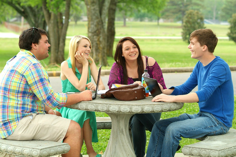 College students studying together