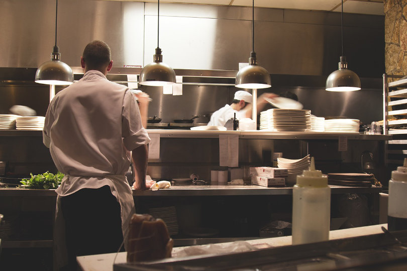 Busy restaurant kitchen