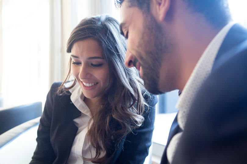 young businessman having a conversation