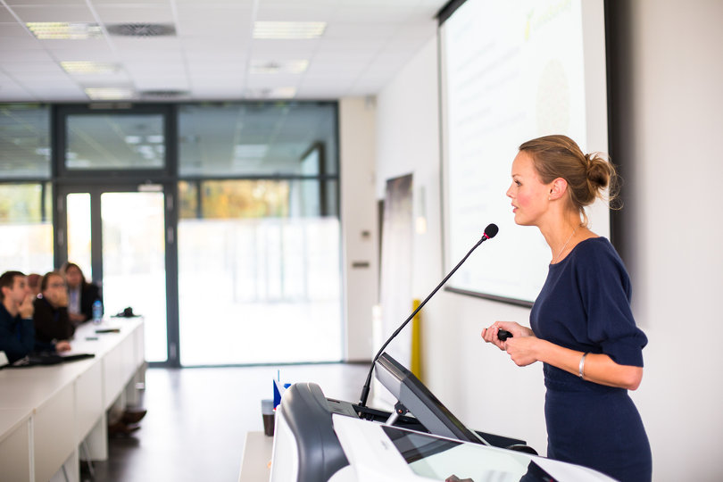 A professional delivering keynote