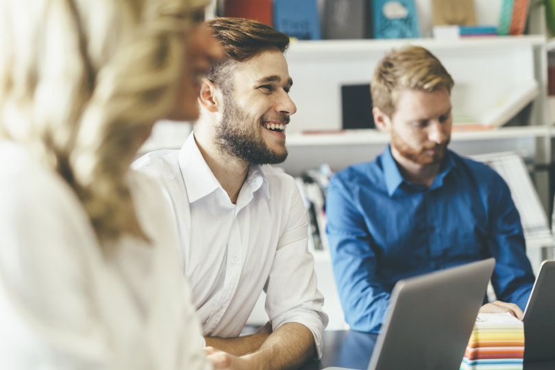 Marketing team discussing marketing strategy