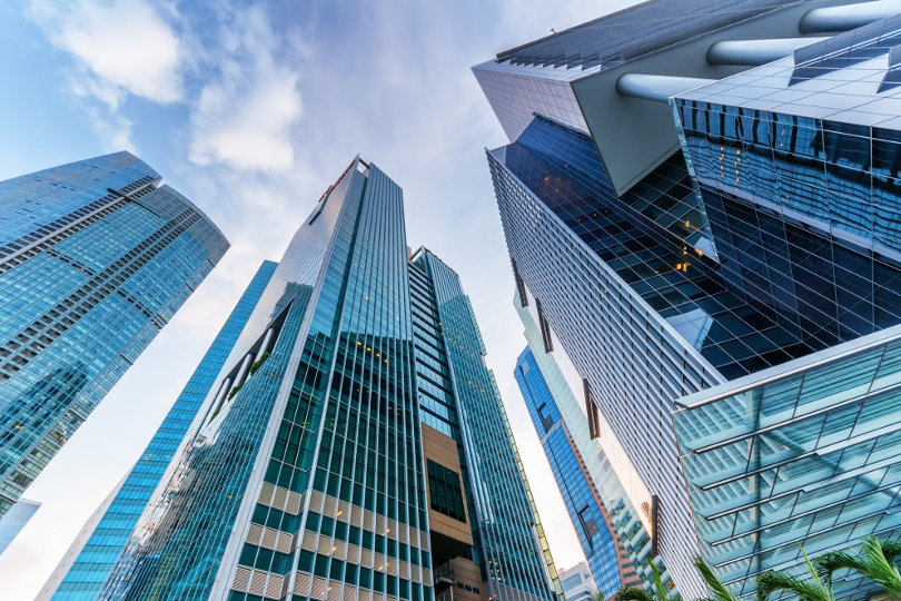 Skyscrapers in Marina Bay, financial district of Singapore