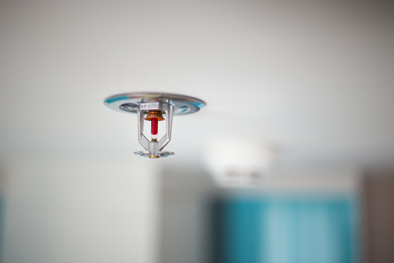 Office fire sprinkler and smoke detector