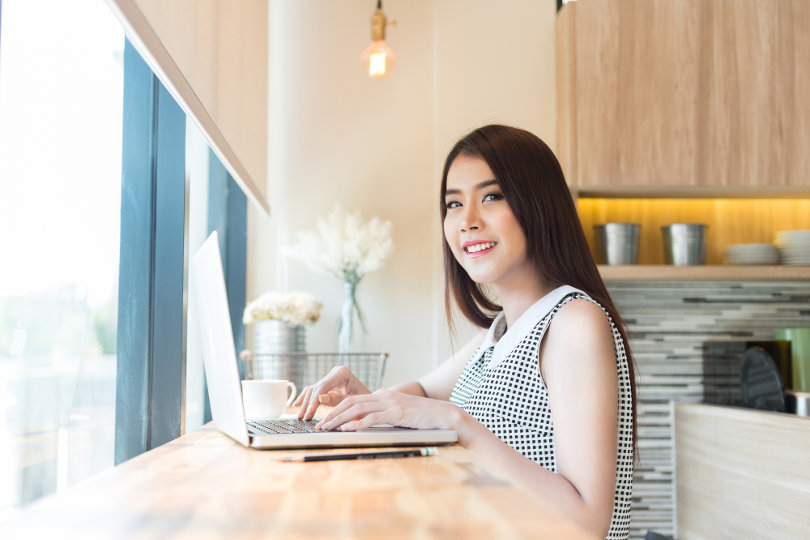 Telecommuting office worker working from home