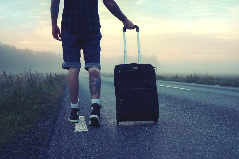Business traveller on the road