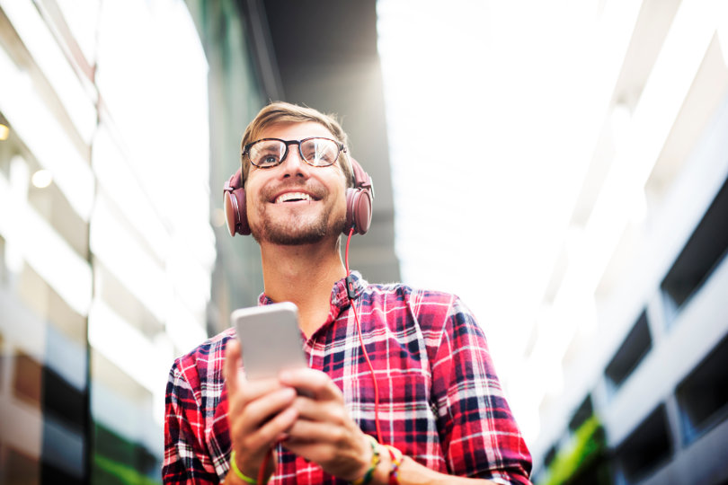 Entrepreneur chilling out listening to music