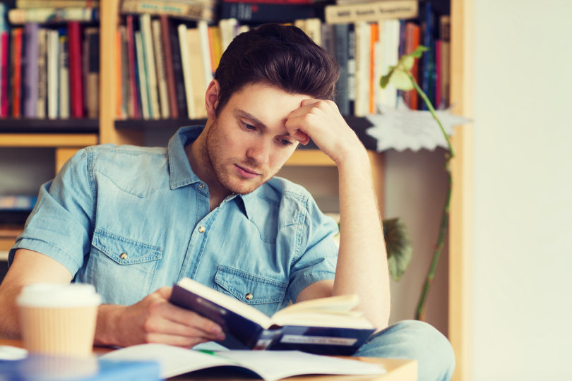 Entrepreneur reading a book