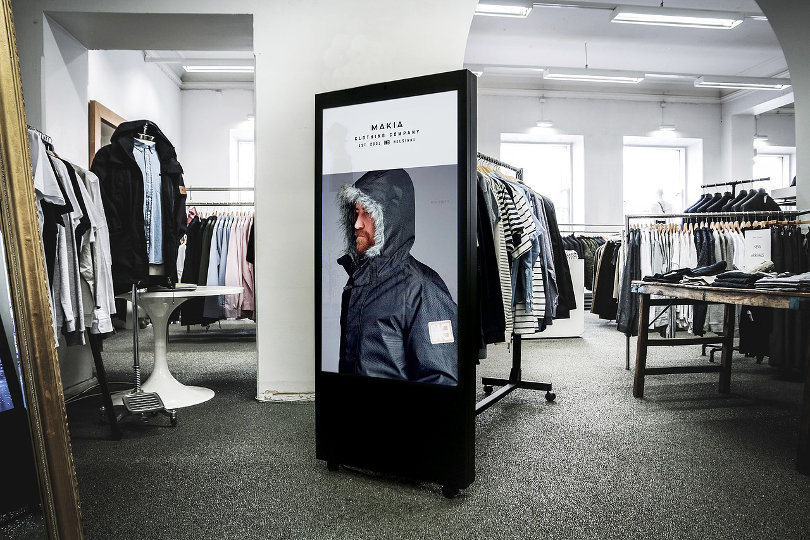 Digital signage at a clothing store