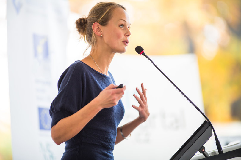 Businesswoman giving presentation