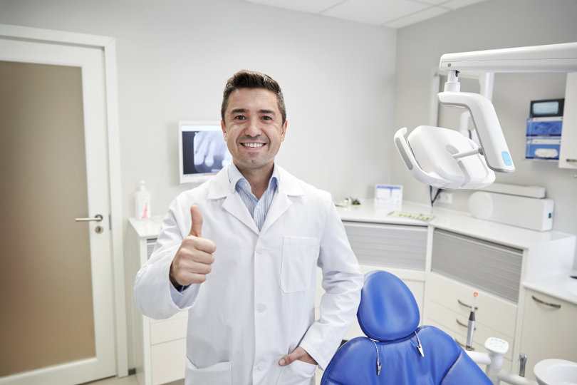 Dentist in his office