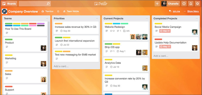 Trello board screenshot