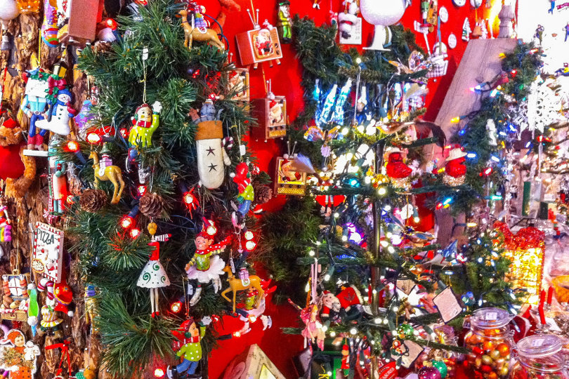 Products at a Christmas store
