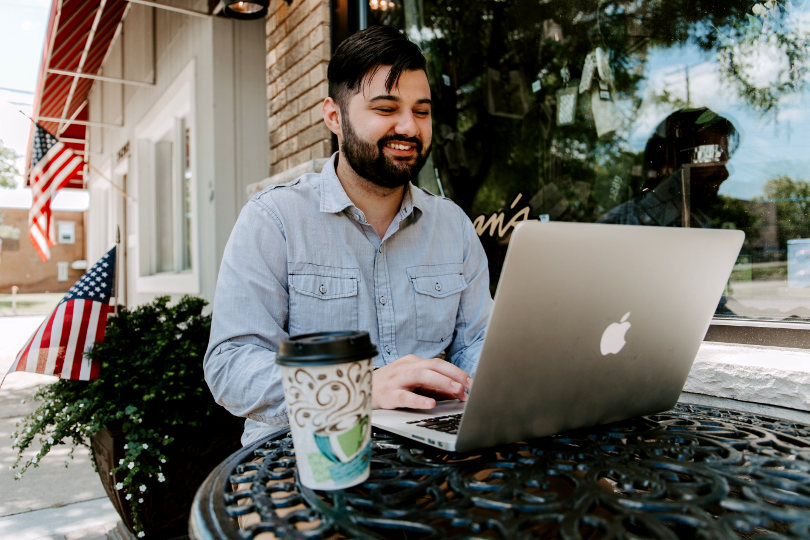 Businessman using Macbook