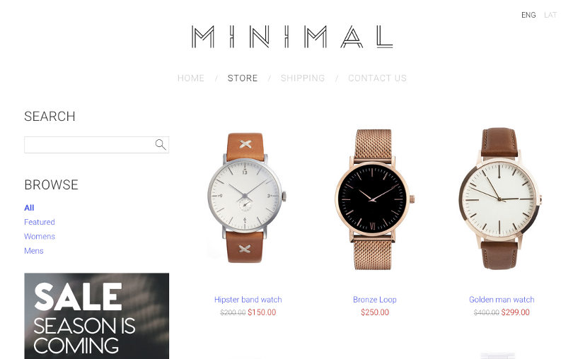Mozello ecommerce site example