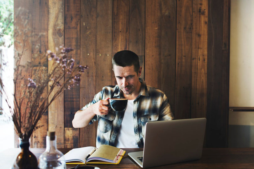 Multitasking businessman