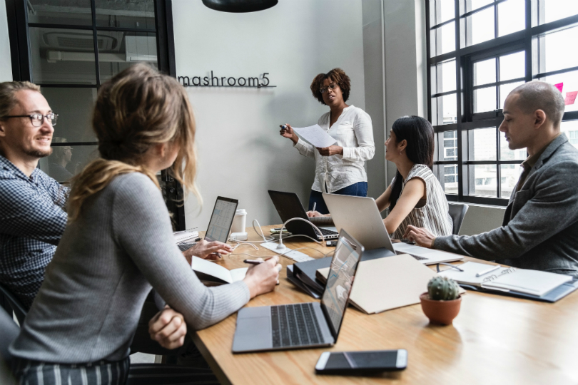 Busy millennials in meeting