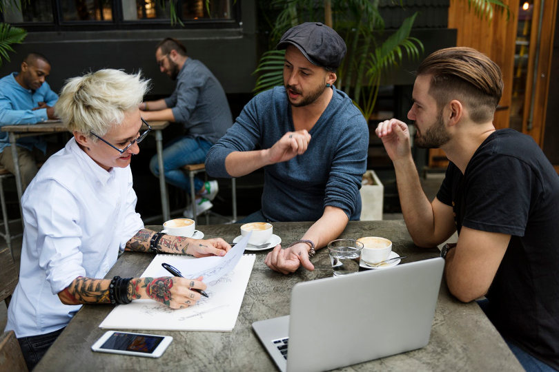 Motivated employees having a meeting