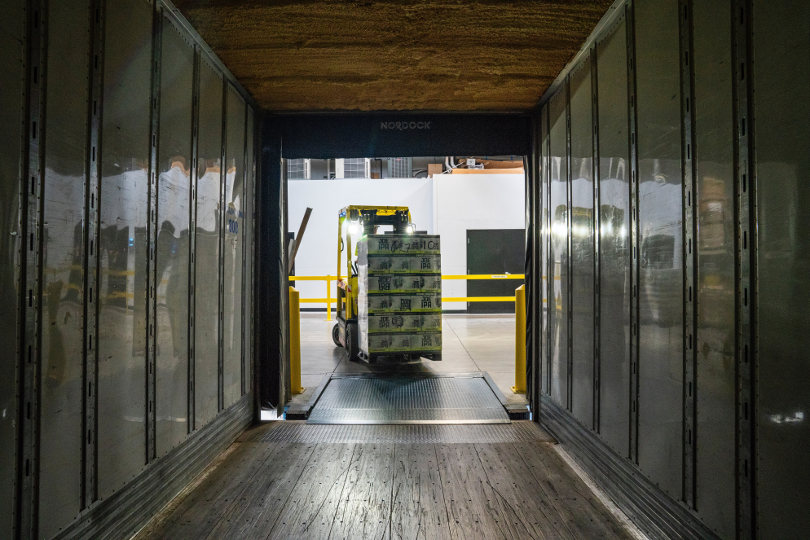 Fork lift moving goods