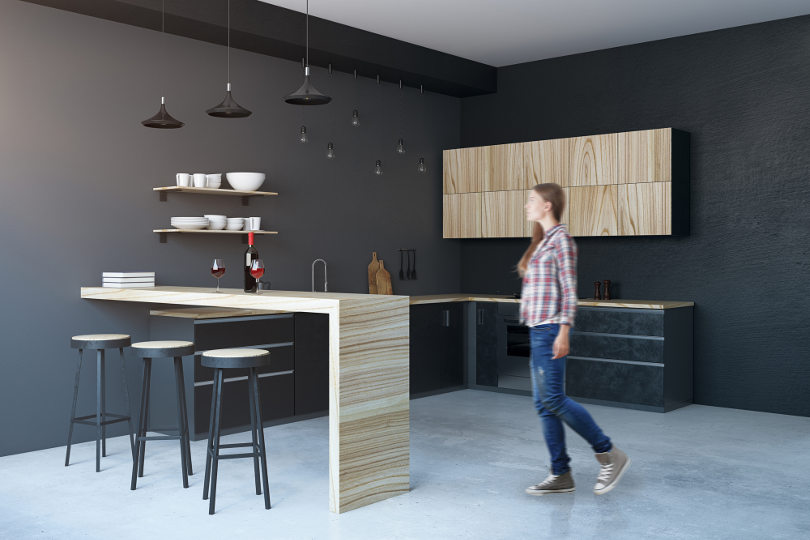 Woman in serviced apartment