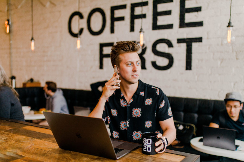 Businessman in a fancy coffee shop