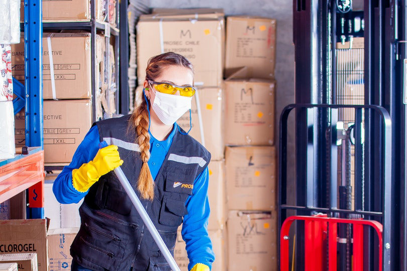 Worker wearing safety gear