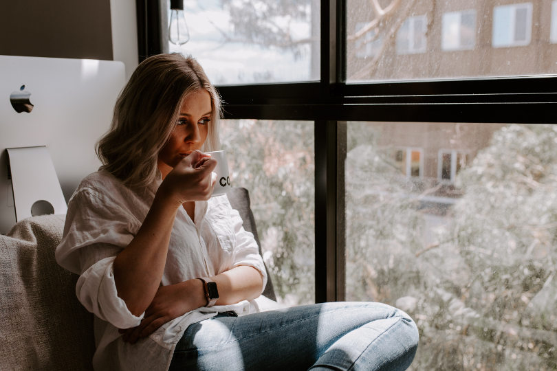 Entrepreneur having a short break spacing out