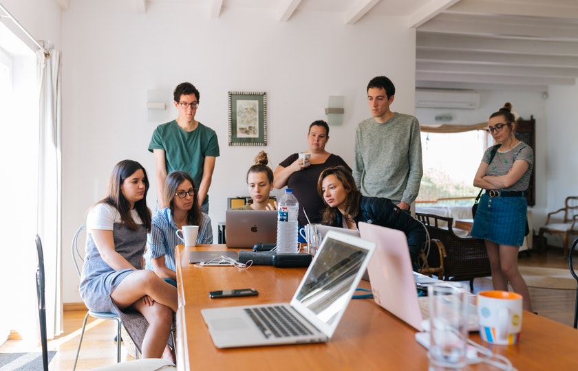 Startup finance team analyzing expenditures