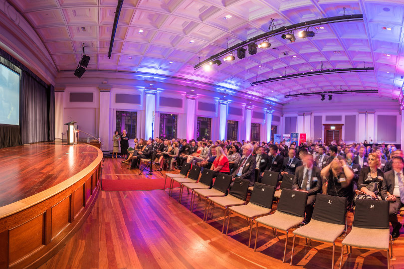 Large corporate event attendees