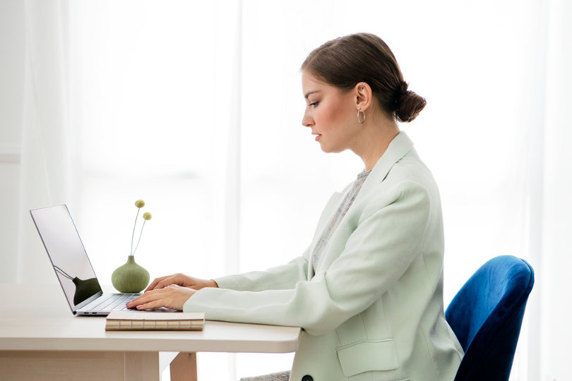 Business woman using business tools