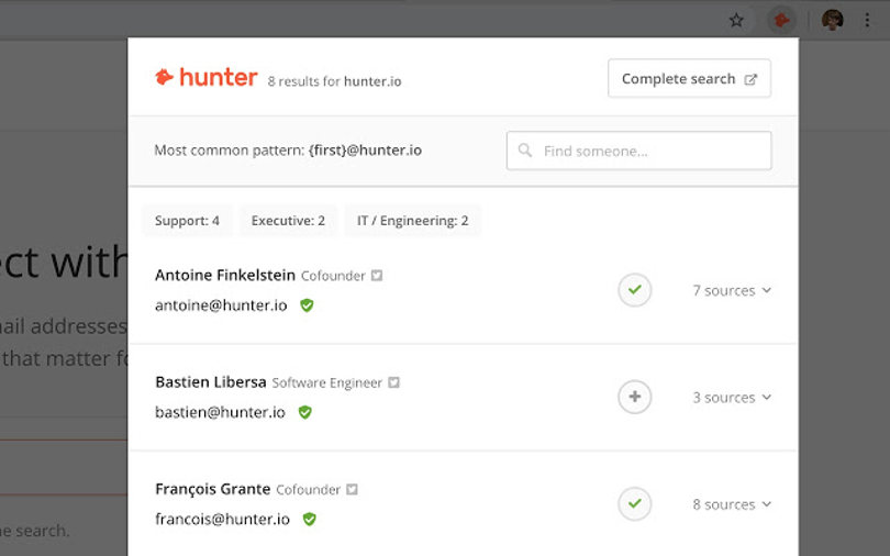 Hunter.io Chrome extension