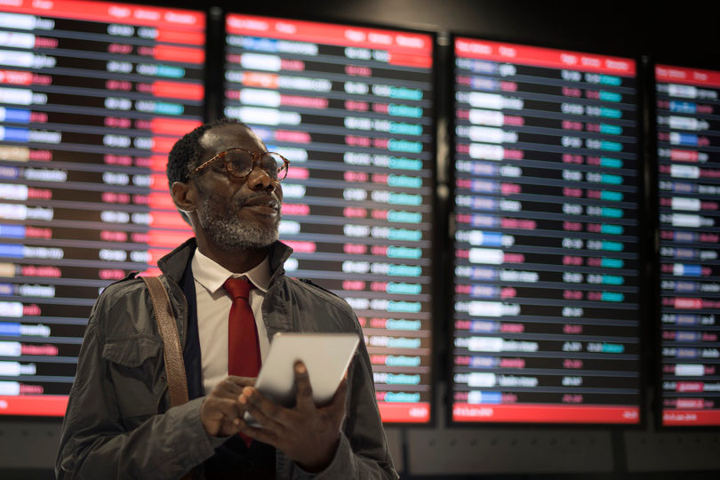 Businessman on Arrival section at the airport