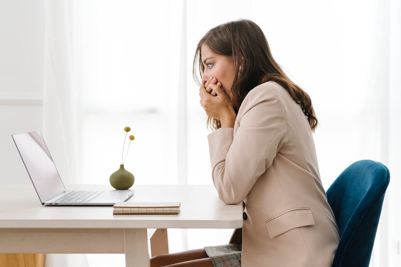 Shocked businesswoman