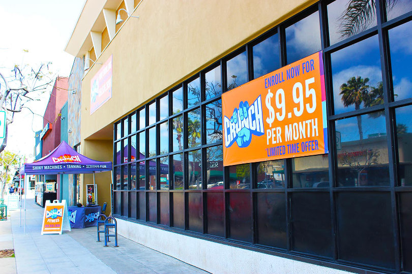 Vinyl banner on store windows