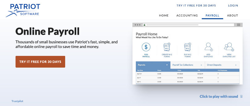 Patriot payroll software screenshot