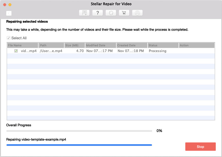 Video file repair in progress
