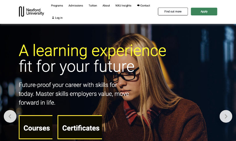 Nexford.edu screenshot