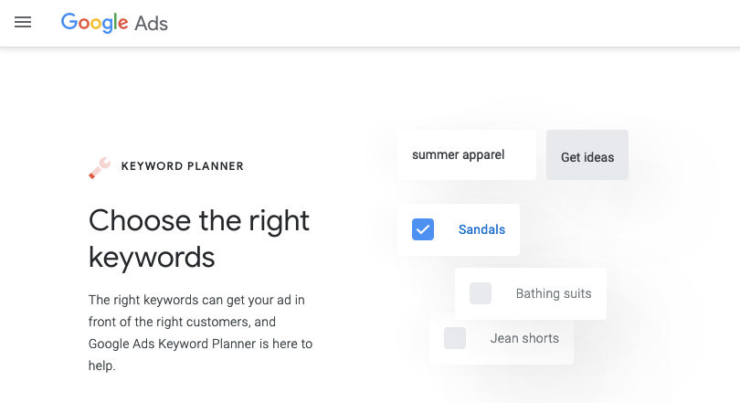 Google Keyword Planner screenshot