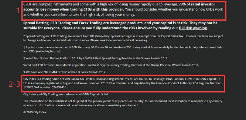 City Index trusted & regulated disclaimer