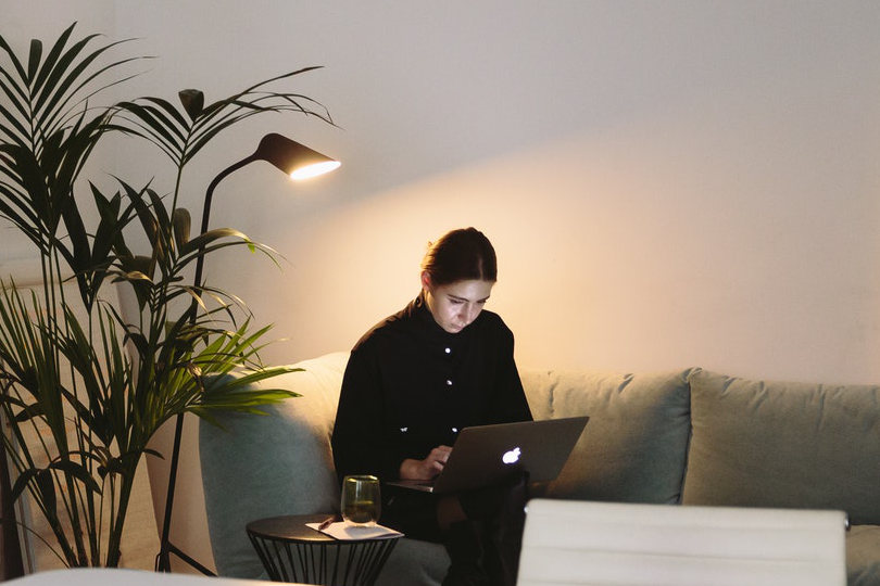 Businesswoman browsing website