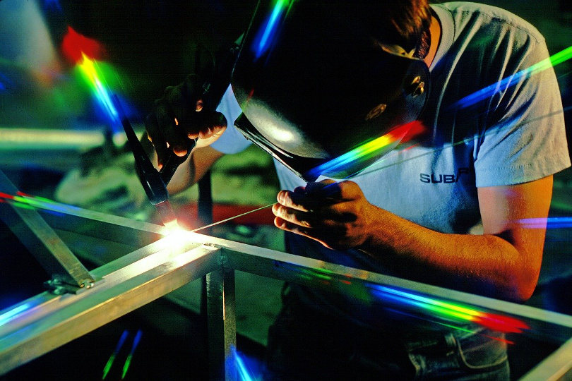 Welding in a manufacturing plant