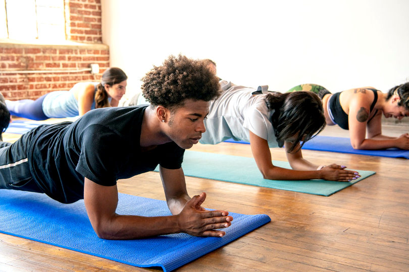 Yoga class in session