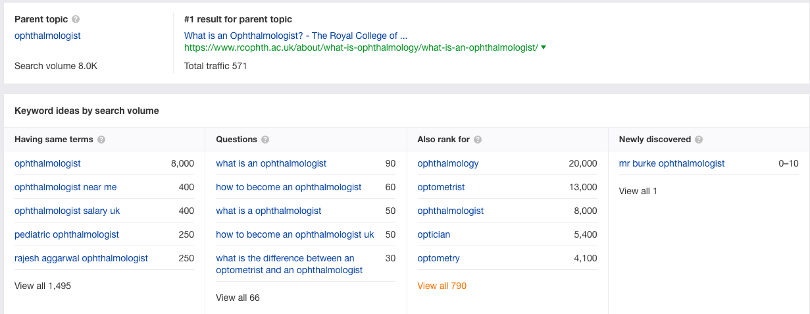 Doctor and clinic search results