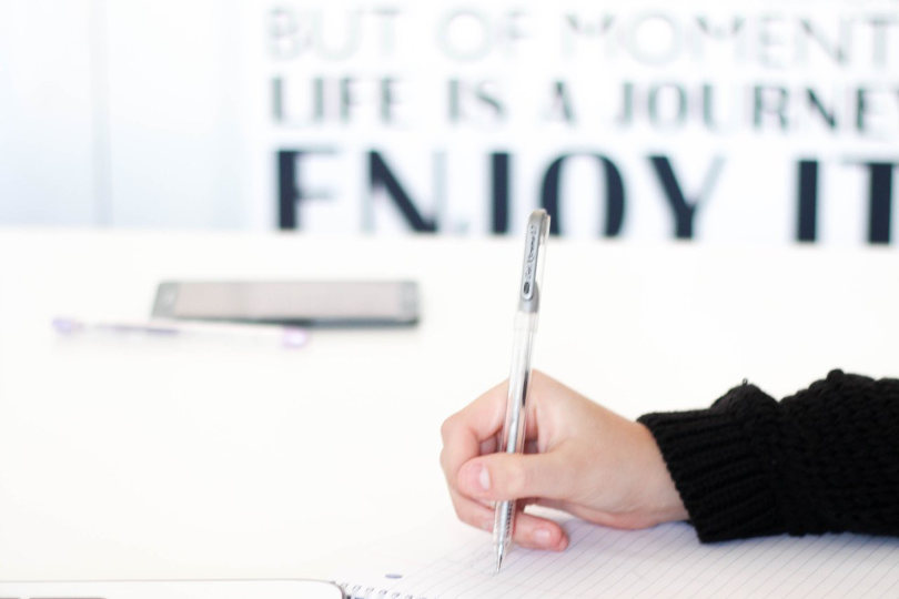 Startup desk with inspirational wall